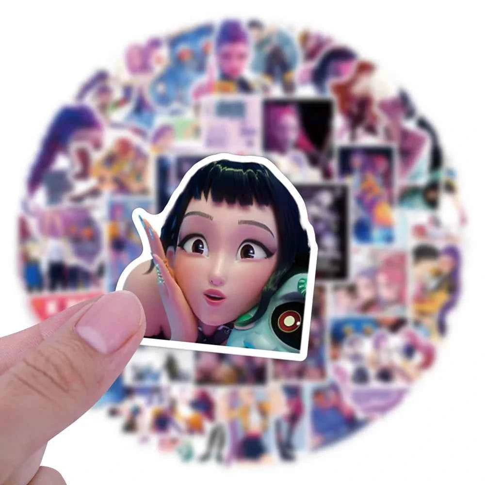 55Pcs Anime KPop Demon Hunters Stickers Demon Hunters Tiger DIY Stickers Scrapbooking Phone Luggage Skateboard Waterproof Decal