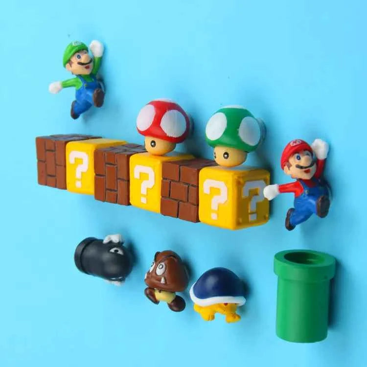 1 Set Japan Game Figure Super Mario Bros Fridge Magnets Refrigerator Stickers Ornament Luigi Yoshi Toad Mini Figurine Doll