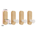 Self Adhesive Mounted Walnut Wood Wall Hooks for Hanging Coat Towel Clothes Blanket Hat Backpack Robe Entryway Key Holder