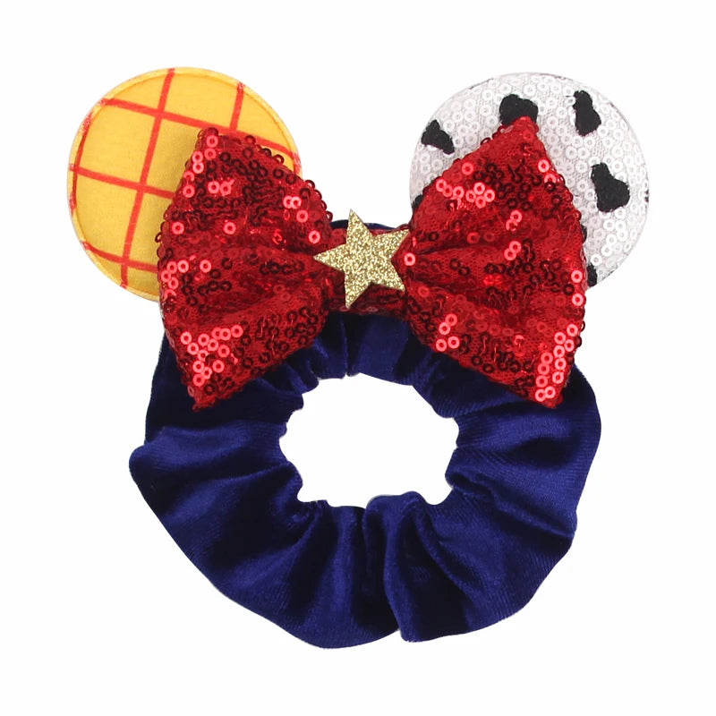 Cute Mouse Ears Velvet Scrunchies Hairband Women Elastic Ponytail Holder Girls Sequin Bow 2023 Kids Party DIY Hair Accessories
