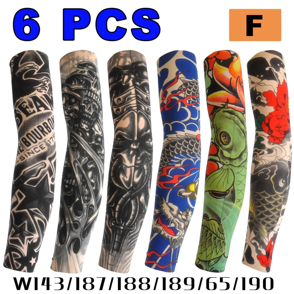 6 Pcs Tattoo Sleeves Sun Protection Men Women Summer Seamless Arm Cover Cool Outdoor Cycling Breathable Cycling Tattoo Sleeves