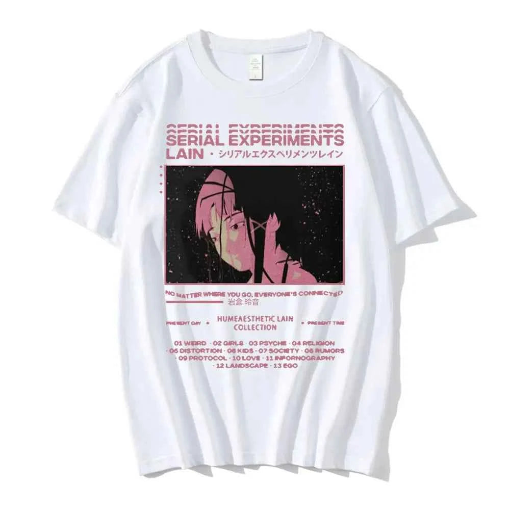 Anime Serial Experiments Lain T-Shirt Men Women Graphic T Shirts Unisex Iwakura Manga Girl Sci Fi Short Sleeve Tee Tops 62463