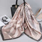 Fashion Kerchief Silk Satin Neck Scarf For Women Print Hijab Scarfs Female 90*90cm Square Shawls and Wraps Scarves For Lady