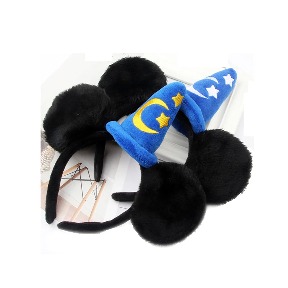 2026 Mickey Mouse Plush Magic House Disney Headwear Cosplay Decoration Christmas Party Cloth Hair Band Adult Kids Halloween Part