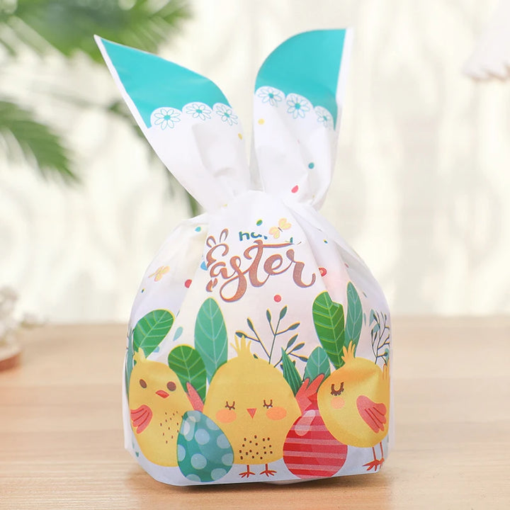 Close-up of bunny face printed on candy bag