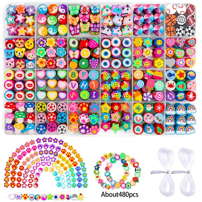 15-28Grids Polymer Clay Beads Set Letter Imitation Pearl Beads Kit Soft Pottery Beads Gift Box for DIY Craft Jewelry Making