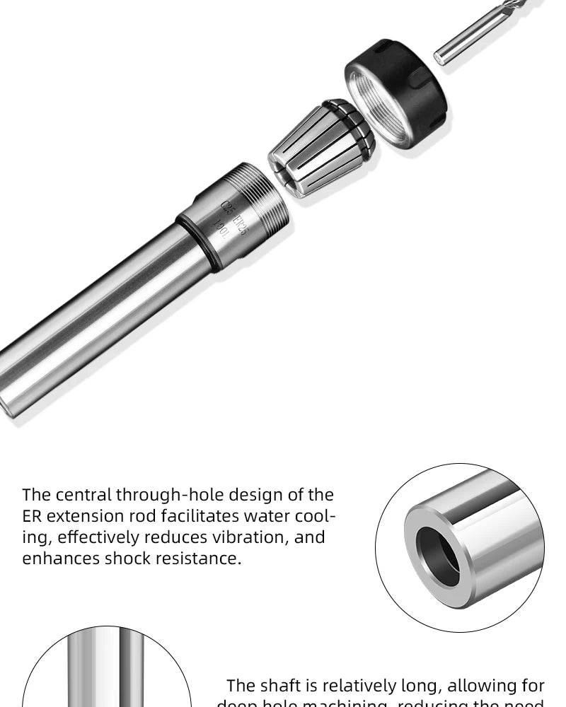 ER Extension Rod C6 C8 C10 C12 C16 C20 C25 C32 ER8 ER11 ER16 ER20 ER25 Extension Rod Tool Holder Bracket Tool Collet 100 150 200
