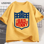 Bad Bunny Football Printed Tshirts Men Women Short Sleeeve Tshirt Printed Graphic T Shirts High Quality T-shirt Men's Clothes