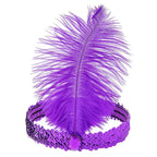1920s Flapper Headband Feather Headpiece Sequin Headband with Gem for Gatsby Party Halloween Costume Accessory
