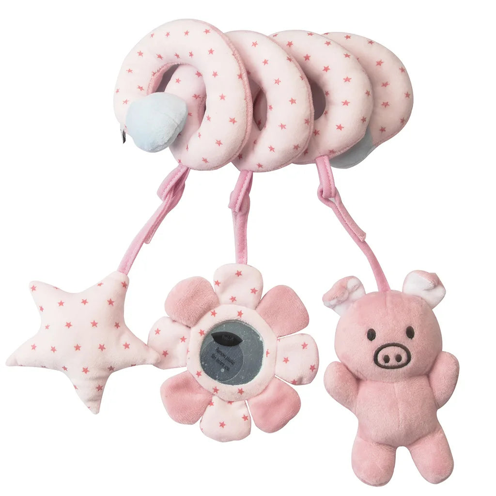 Newborns Spiral Hanging Activity Stroller Toy Baby Carseat Toy Black & White Lion Koala Rattle  for Crib Mobile Sensory Toy Gift