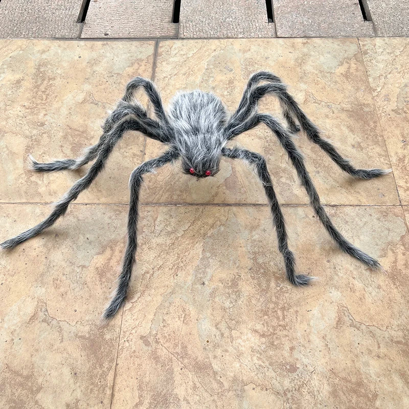 Halloween Black Giant Spider Scary Artificial Plush Spider Home Bar Haunted House Scene Ornaments Props Holiday Outdoor Decors