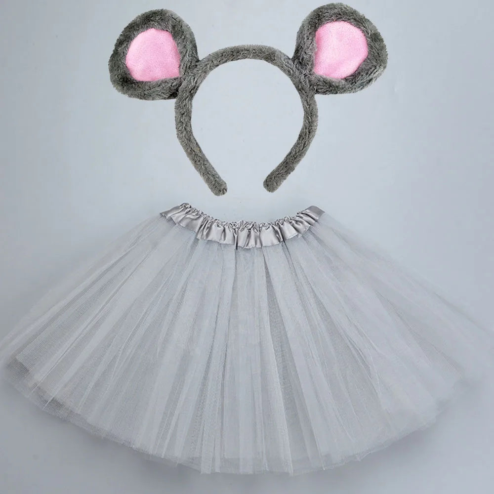 Animals  Children  Headband Tutu Skirt Tail Bow Kids  Girl Party Props Elephant Tiger Fox     Halloween Costume Cosplay