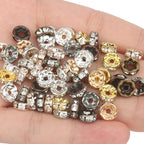 50pcs Rhinestone Spacer Beads Multi-color Crystal Metal Spacers Rondelle Beads for Jewelry Making DIY Bracelets Accessories