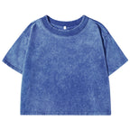 100% Cotton Washed T-Shirts For Women Loose O-Neck Crop Tops Y2k Street Female Clothes Summer Casual Vintage Short Sleeve Tees