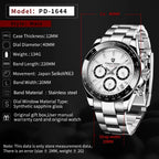 PAGANI DESIGN PD1644 Men's VK63 Quartz Chronograph Watch Sapphire Glass Stainless Steel 100M Waterproof Sport Wristwatch
