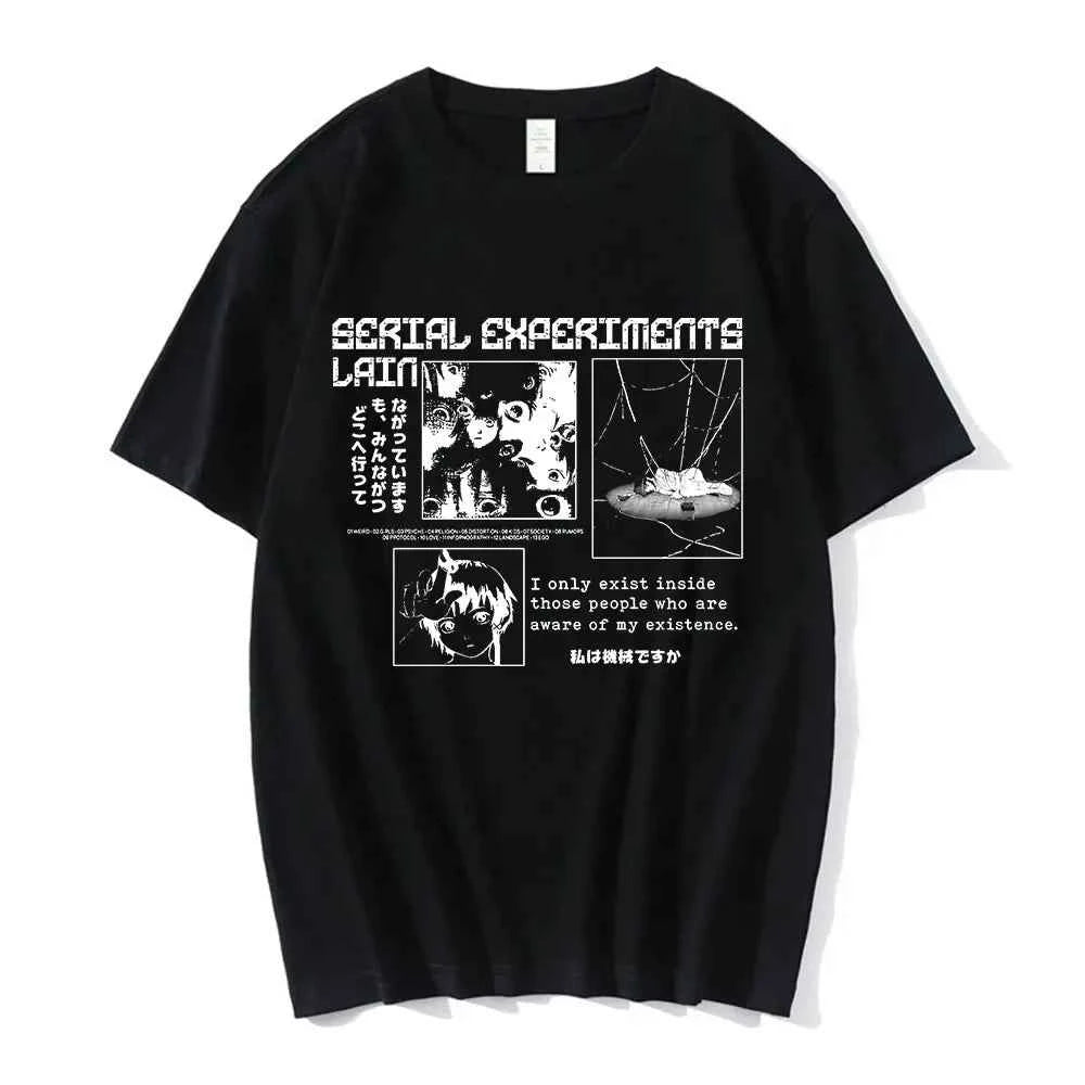 Anime Serial Experiments Lain T-Shirt Men Women Graphic T Shirts Unisex Iwakura Manga Girl Sci Fi Short Sleeve Tee Tops 62463