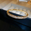 Luxury Shiny Cubic Zirconia Embellished Gold Silver Plated Fashion Bangle Bracelets for Women Party Wedding Daily Wear Jewelry