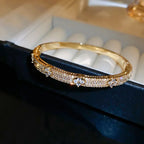 Luxury Shiny Cubic Zirconia Embellished Gold Silver Plated Fashion Bangle Bracelets for Women Party Wedding Daily Wear Jewelry