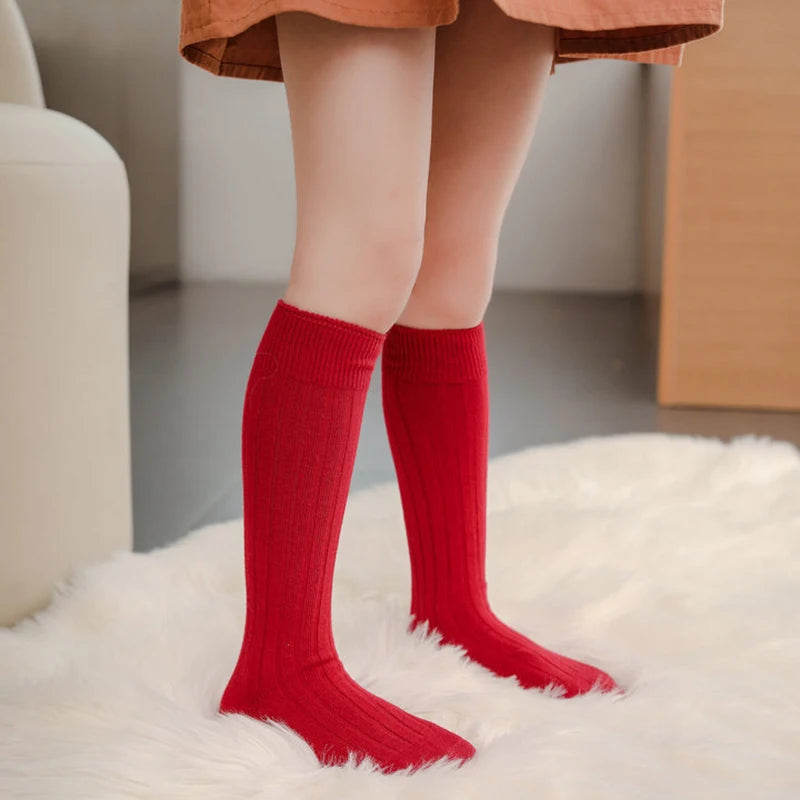 0-12Y Teenage Boys And Girls Cotton Socks Casual Ribbed Knee High Kids Long Tube Socks Baby Stocking Winter Children Sock School