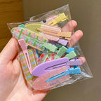 12 Pieces of Multi-Color Colorful Hair Clips with Side Bangs, Duckbill Clips for Flyaway Hair, Sweet Girl's Simple Hair Clips