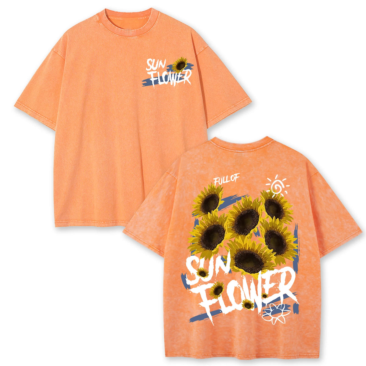 Lift Is Good Beautiful Sunflower Print Washed T Shirts Women Soft Cotton T-Shirt Street Creative Short Sleeve Summer Casual Tops