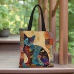 Eco-Friendly Canvas Tote Bag – Floral Cat Design & Lightweight