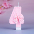 Creative digital candle new girl pink bow cute 0-9 birthday cake