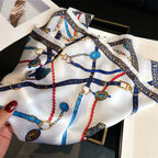 Luxury Chain Print Small Square Scarf Simulated Silk Thin Neck Scarf Fashion Sunscreen Headscarf For Women 70x70cm