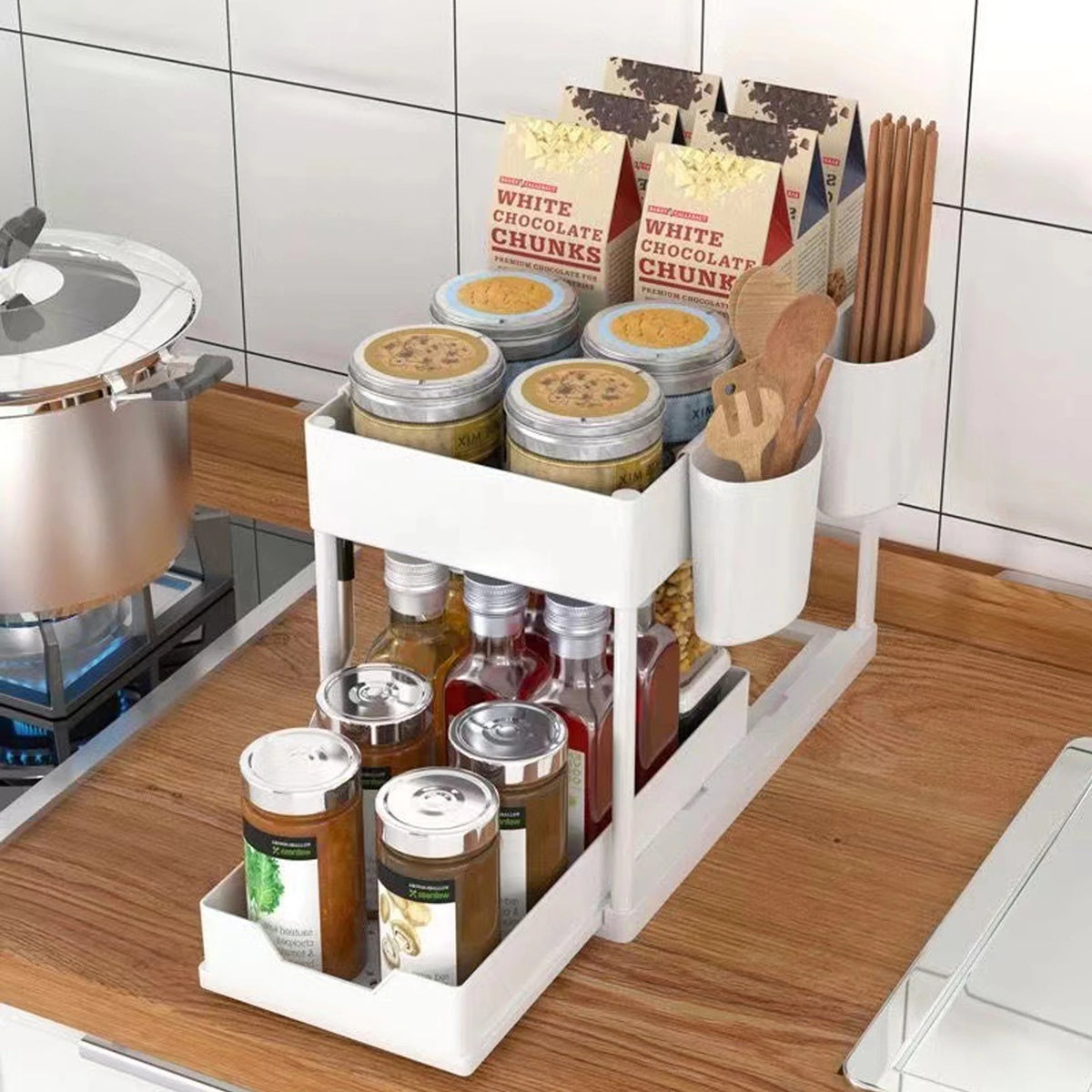 Double-Layer Pull-Out Kitchen Storage Rack – Multifunctional Organizer