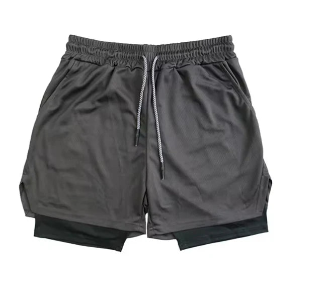Camouflage Running Shorts, Men's Gym Sports Shorts 2-in-1, Quick Dry Exercise Training, Outdoor Sports Fitness Jogging Shorts