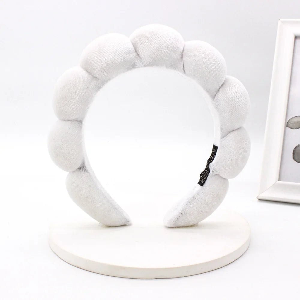 Sponge Spa Headband Velvet Washing Face Wide Padded Headband Skin Care Makeup Removal Shower for Women Girls Hair Accessories