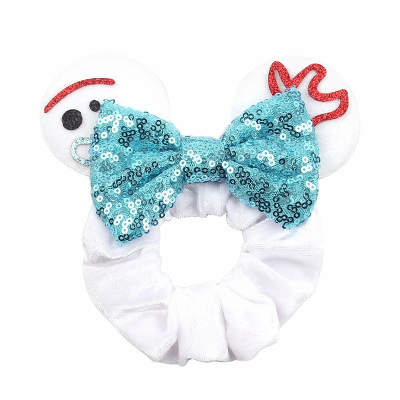 Cute Mouse Ears Velvet Scrunchies Hairband Women Elastic Ponytail Holder Girls Sequin Bow 2023 Kids Party DIY Hair Accessories