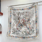 90cm Brand Square Scarf Women Fashion Floral Twill Silk Scarf Shawl Hijab Luxury Bandana Foulard Neckerchief Head Scarf For Lady