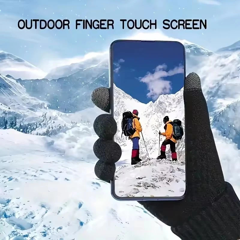 Women Men Winter Touch Screen Gloves Stretch Knit Wool Full‑Finger Gloves Warm Soft Crochet Thermal Gloves For Outdoor Wear