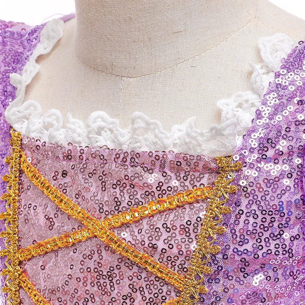 2026 Glowing Rapunzel Costume Girl LED Princess Ball Gown Christmas Light up Tangled Rapunzel Frock Toddler Girl Cosplay Dress