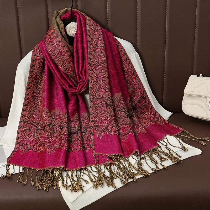 2025 new ethnic style retro shawl cashew flower geometric scarf cloak tassel scarf multi-color variety options available
