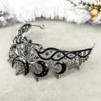 Gothic Black Moon Tiara Dark Queen Crown for Women Baroque Celestial Star Headpiece Vintage Cosplay Halloween Wedding Party Acce
