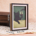 Black Cat Wine Fridge Magnet, Cute Mini Framed Art Refrigerator Magnet, Summer Home Decor Magnet for Kitchen, Fridge, Whiteboard