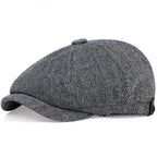 Retro Men’s Newsboy Cap – Classic Herringbone Octagonal Hat, British Style Flat Cap for Autumn & Winter, Vintage Painter Beret
