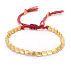 Handmade Tibetan Copper Bead Bracelet Buddhist Braided Cotton Luck Rope Bracelet Good Luck Success Amulet Women Men Vintage
