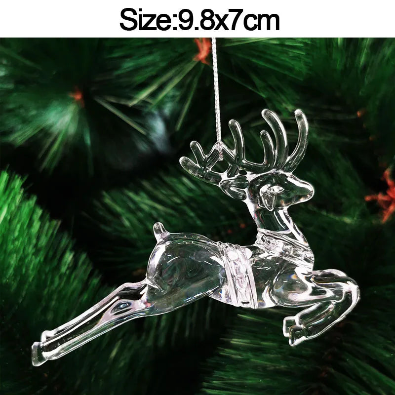 5pcs Christmas Home Decorations Crystal Acrylic Ornaments Snowflake Elk Xmas Tree Hanging Pendants Navidad 2026 New Year Gift