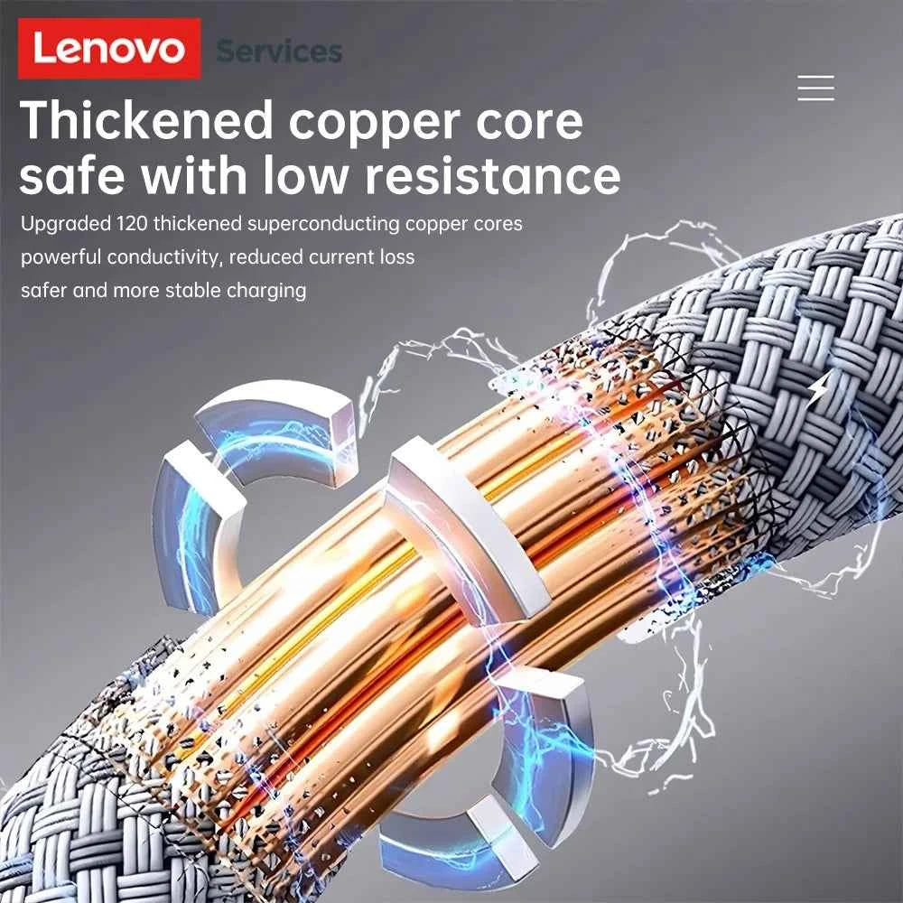 Lenovo 6A 120W 3 in 1 USB Type C Cable Fast Charge Phone Charger Data Cord For iPhone Xiaomi Huawei Quick Charge Micro USB Wire