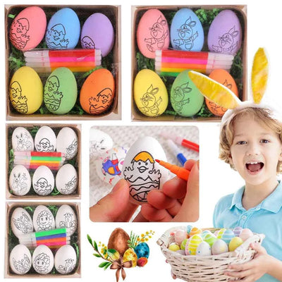 DIY Painting Easter Eggs with Paint Pen DIY Doodle Kit Easter Egg Coloring Craft Kit for Easter Theme Party