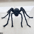 Halloween Black Giant Spider Scary Artificial Plush Spider Home Bar Haunted House Scene Ornaments Props Holiday Outdoor Decors