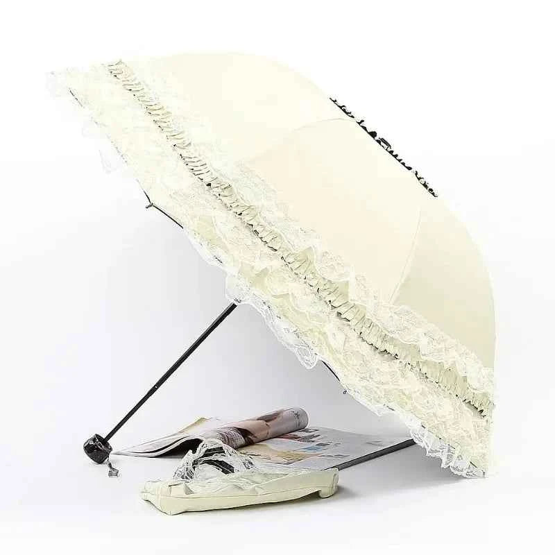 Vintage Lace Parasol Foldable Gothic Lolita Umbrella Rain Anti-uv Protection Sunblock Umbrella Dome Photo Props Girls Parasol