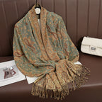 2025 new ethnic style retro shawl cashew flower geometric scarf cloak tassel scarf multi-color variety options available