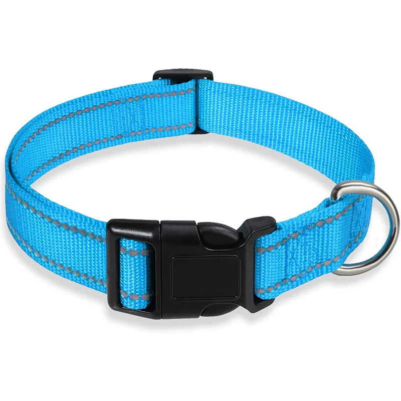 Reflective Dog Collar Strap With Adjustable Safety Nylon Pet Collar Pet Traction Rope Suitable For Small And Medium-Sized Pets - WTN Essentials 