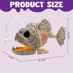 Halloween Skeleton Lantern Fish with LED Eye Plastic Bones for Halloween Party Photo Prop Decoration, Graveyard Decor, Indoor Outdoor Spooky Scene(10.2" *5.5" *3")