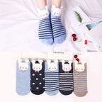 5 Pairs Lot Pack Women Socks Spring Summer Animal Unicorn Cat Fox Ear Cartoon Happy Funny Cute Lovely Cotton Ankle Socks Heart