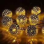 Outdoor Solar Moroccan 50/30/20LED Ball Lights 8 Modes Solar Light String for Camping Christmas Halloween Party Wedding Decor